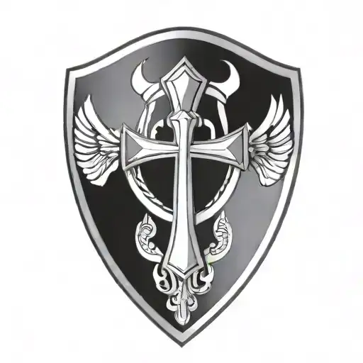 shield and Ankh Symbol tattoo design idea