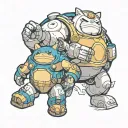 Blitzcrank and Snorlax tattoo design idea