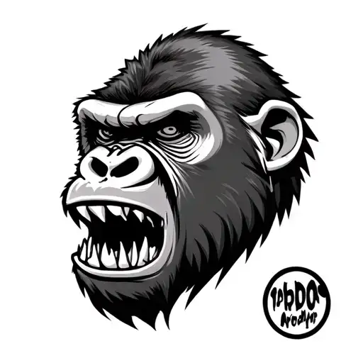 angry gorilla face bearing teeth tattoo design idea