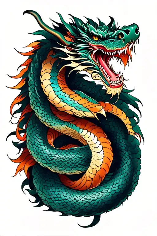 dragon and snake tattoo design idea