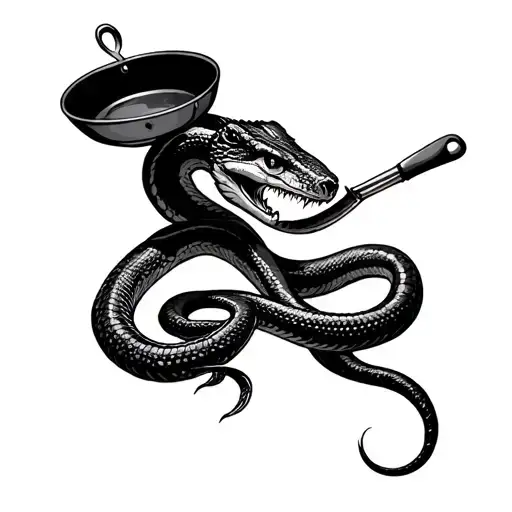 cobra swinging a frying pan tattoo design idea