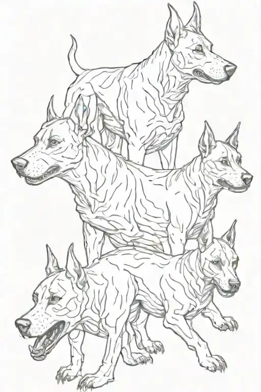 cerberus doberman tattoo design idea