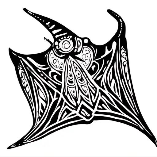 raie manta ray swimming tattoo design idea