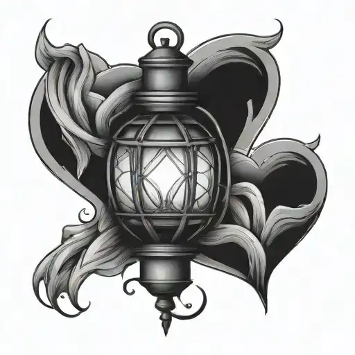 lantern heart intertwined tattoo design idea