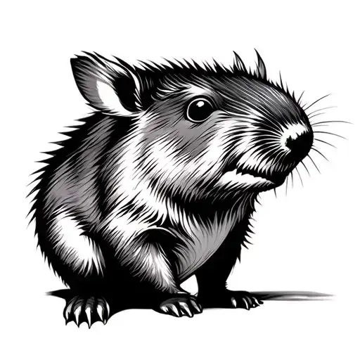fire wombat tattoo design idea
