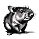 fire wombat tattoo design idea