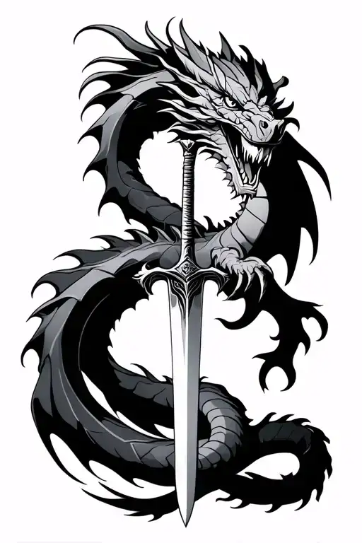 dragon and sword tattoo design idea