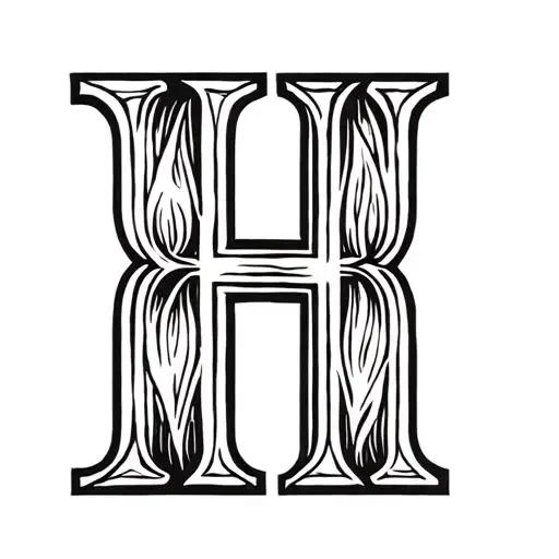 cattle brand using a capital backwards  B and a capital H next to each other tattoo design idea