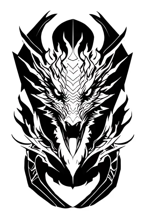Dragon and fireball tattoo design idea
