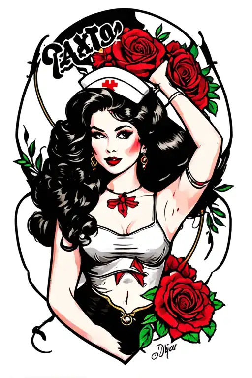 pinup nurse tattoo design idea