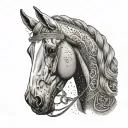 beautiful head of a arabian horse tattoo design idea
