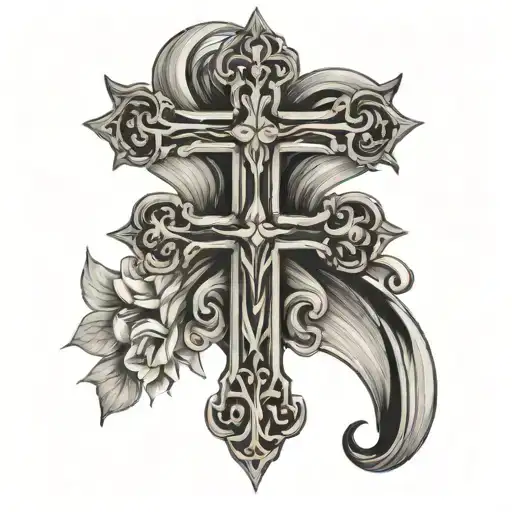 dainty girly cross tattoo design idea