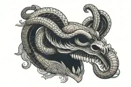 cobra wrapped around a skull   tattoo design idea