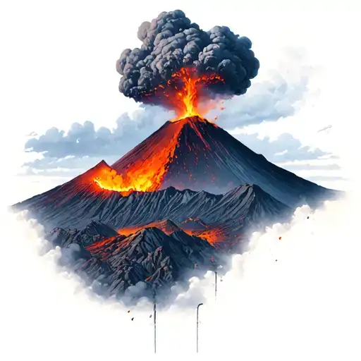Vesuvius erupting tattoo design idea