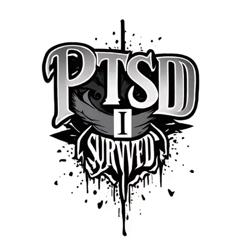 "Ptsd I survived" trauma tattoo design idea