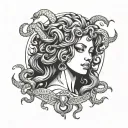 Medusa pinup tattoo design idea