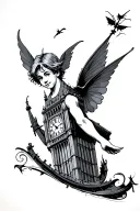 Peter Pan Big Ben tattoo design idea