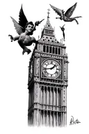 Peter Pan Big Ben tattoo design idea