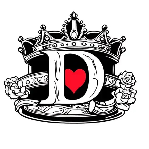 "D" Kings Crown with Heart tattoo design idea