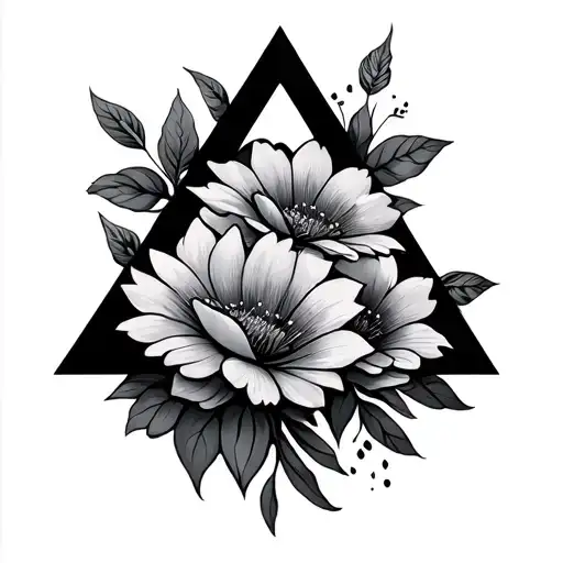 Avicii logo (2 triangles) with flowers tattoo design idea
