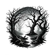 Haunted Forest tattoo design idea