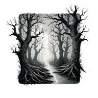 Haunted Forest tattoo design idea