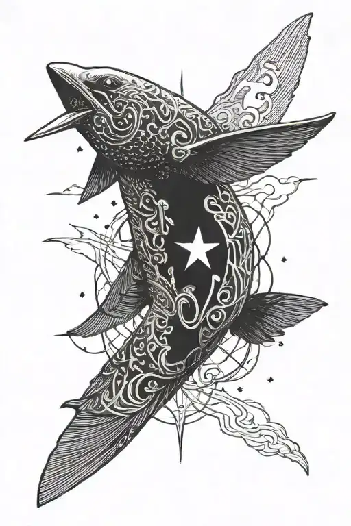 killer wale freedom sky tattoo design idea