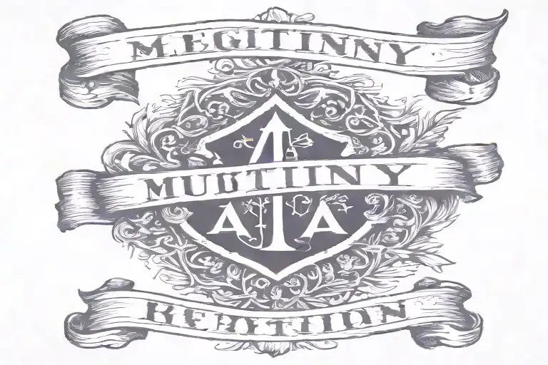 algiz rune with a banner that reads "MUTINY " tattoo design idea