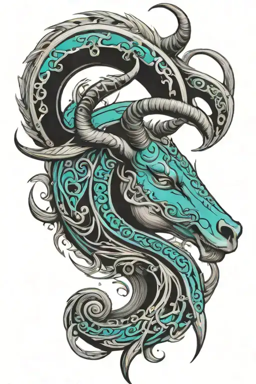 capricorn, Turquoise tattoo design idea