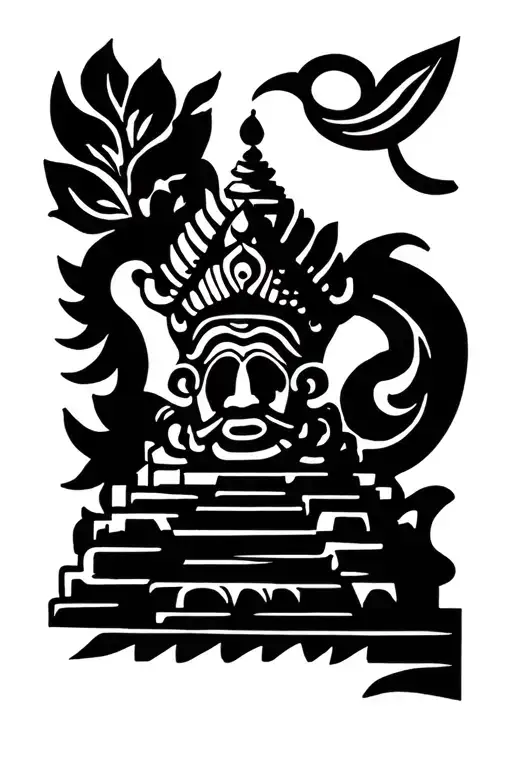 bright jagannath temple ruins tattoo design idea