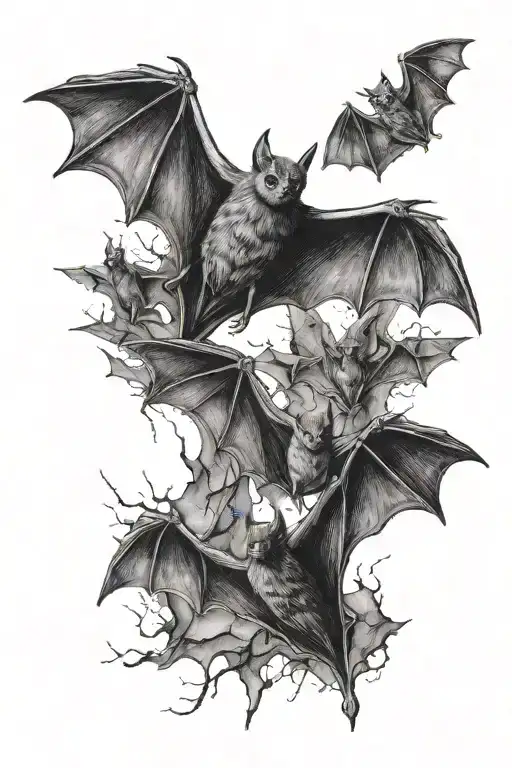 bats flying across tattoo design idea