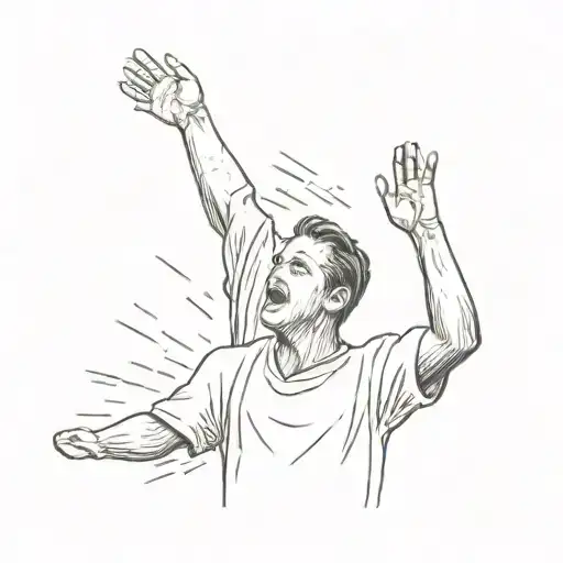 Shawshank redemption andy raising his arms to the sky and bathing in rain tattoo design idea