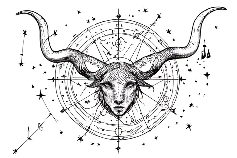 libra taurus constellation tattoo design idea