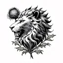 Combine a rampant lion and a Scottish thistle in a unique way tattoo design idea