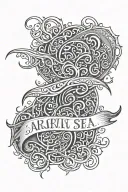 arabic words river sea tattoo design idea