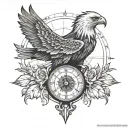 eagle clock compass tattoo tattoo design idea