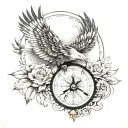 eagle clock compass tattoo tattoo design idea