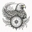 eagle clock compass tattoo tattoo design idea