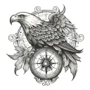 eagle clock compass tattoo tattoo design idea
