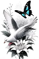 dove and lilly  and butterfly  tattoo design idea