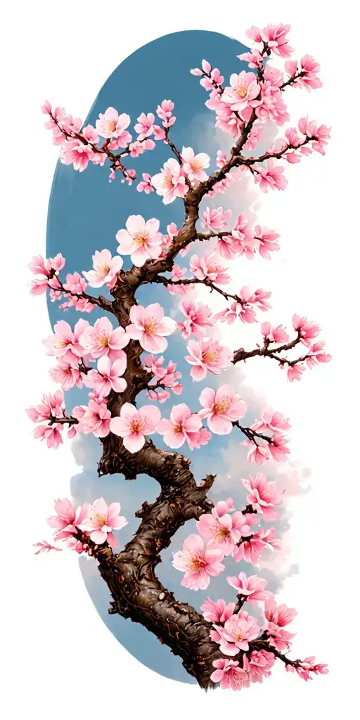 Japanese cherry blossom tree tattoo design idea