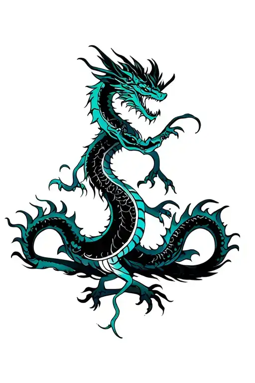 caduseous with gemini zodiac and dragon  on sternum  tattoo design idea