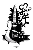 fender guitar, ps5 controller, kanji love, fishing hook, heartbeat tattoo design idea