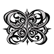Single Gothic filigree featuring intricate swirling curves, baroque-style flourishes, and subtle ornamental details. tattoo design idea
