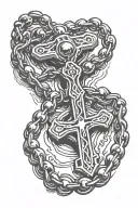 rosary with motocross chain tattoo design idea
