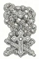 rosary with motocross chain tattoo design idea
