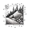 diagram found on top of triangulation point found on top of hills, should be inspired by plants and flowers tattoo design idea