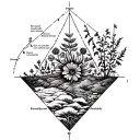 diagram found on top of triangulation point found on top of hills, should be inspired by plants and flowers tattoo design idea
