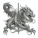 dragon and samurai tattoo design idea