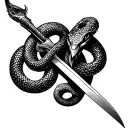 3 sword snake tattoo design idea